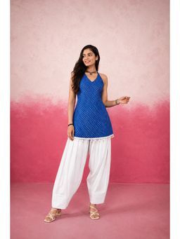 DEASHA INDIA - Women's Blue Kota Solid Kurti and Farshi Pant