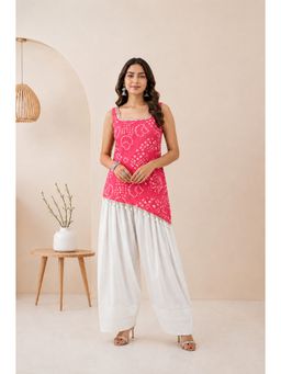 DEASHA INDIA - Women's Pink Georgette Solid Kurti and Farshi Pant