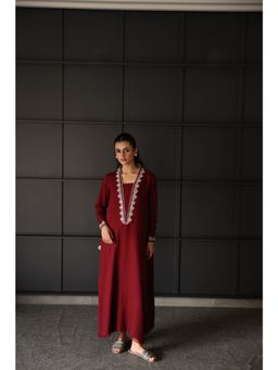Khushboo & Pankaj - Women's Red Cotton Solid Kurta and Pant