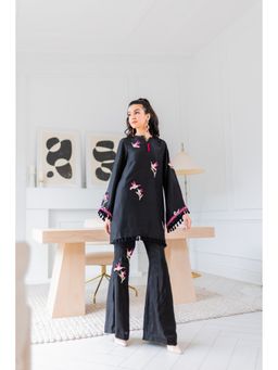Khushboo & Pankaj - Women's Black Blended Embroidered Kurta and Pant