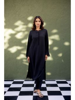 Khushboo & Pankaj - Women's Black Cotton Solid Kurta and Pant
