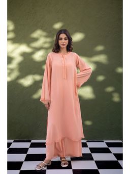 Khushboo & Pankaj - Women's Peach Cotton Solid Kurta and Pant