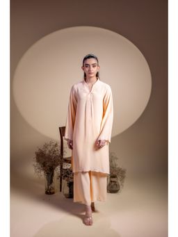 Khushboo & Pankaj - Women's Peach Cotton Solid Kurta and Pant