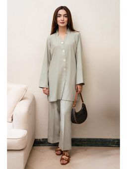 Khushboo & Pankaj - Women's Grey Cotton Solid Kurta and Pant