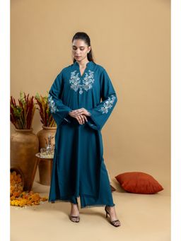 Khushboo & Pankaj - Women's Blue Cotton Solid Kurta and Pant