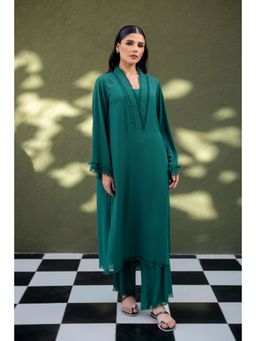 Khushboo & Pankaj - Women's Blue Cotton Solid Kurta and Pant