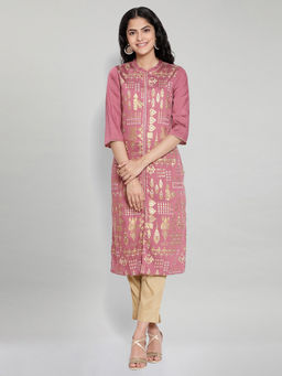 Aurelia - Mauve Foil Print Kurta