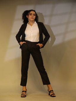 HONNETE - Brown Casual Regular Fit Solid Blazer and Pant Formal Suits (Set of 2)