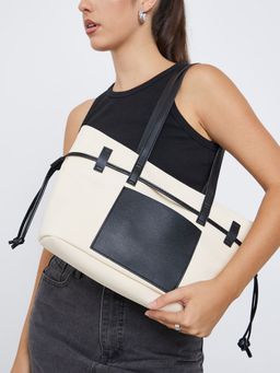 Styli - Women White Colorblock Detail Pocket and Strap Detail Handbag