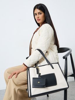 Styli - Women Color-Block Trim Detail with Card Holder Handbag