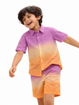 Somersault - Boys Ombre Multi-Color Cotton Shirt and Shorts Set