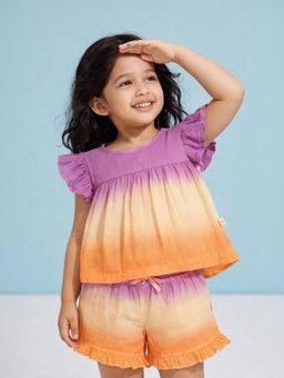 Somersault - Girls Ombredyed Multi Cotton Top and Shorts Set