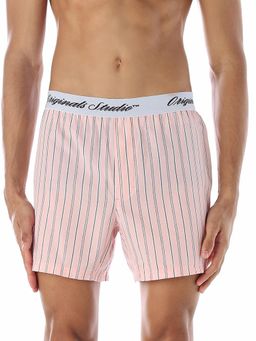 Jack & Jones - Men Striped Regular Fit Pink Boxer Shorts