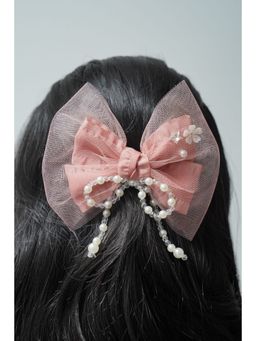 Petite and Posh - Big Bow Clip - Peach