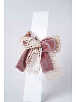 Petite and Posh - Velvet Bow Clip- Peach