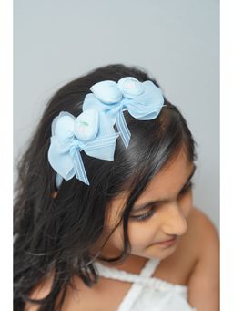 Petite and Posh - 2 Bow Hairband- Blue