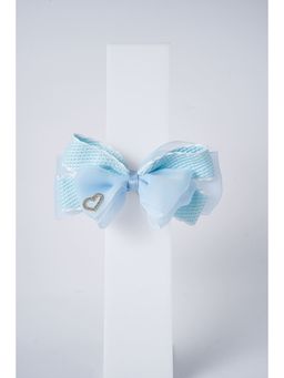 Petite and Posh - Heart Charm Bow Clip - Blue