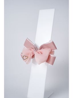 Petite and Posh - Heart Charm Bow Clip - Peach