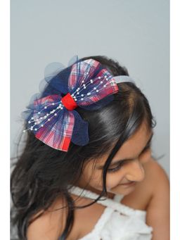 Petite and Posh - Plaid & Pearl Hairband - Red
