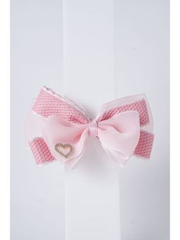 Petite and Posh - Heart Charm Bow Clip - Pink