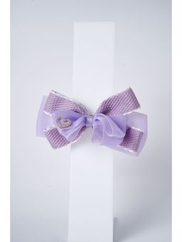 Petite and Posh - Heart Charm Bow Clip- Purple