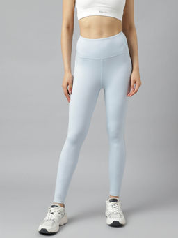 Fitkin - Women High Rise Side Mesh Stripes Training Tights - Blue