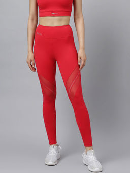 Fitkin - Women Mesh Panel Training Tights - Red