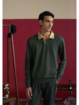Muvazo - Olive Cotton Blend Sweatshirt