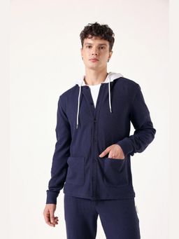 Muvazo - Navy Blue Pure Cotton Hoodie