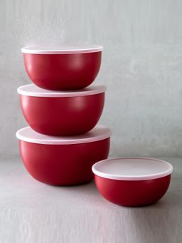 KitchenAid - Prep Bowls Set For thinKitchen - Empire Red, 4-Pc Bowls with Lids