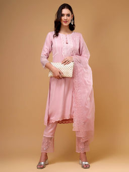 Bani Women - Womens Pink Kurta with Pant and Dupatta (Set of 3)