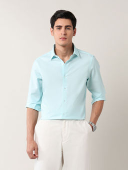 Arrow Newyork - Men Green Solid Super Slim Formal Shirt
