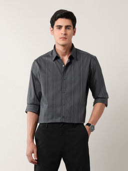 Arrow Newyork - Men Grey Stripes Formal Shirt