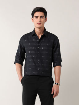 Arrow Newyork - Men Black Self Design Formal Shirt