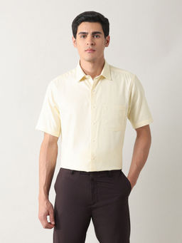 Arrow - Men Yellow Self Design Formal Shirt