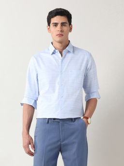 Arrow - Men Blue Stripes Formal Shirt