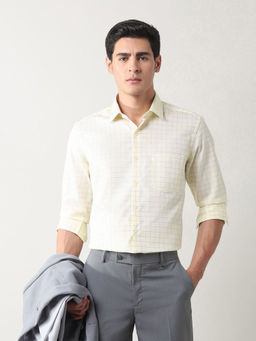 Arrow - Men Yellow Checks Slim Formal Shirt