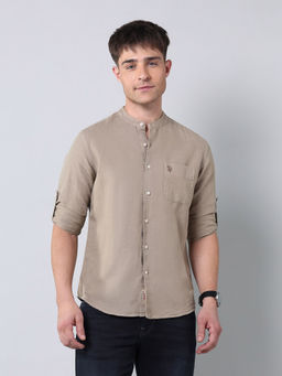 U.S. Polo Assn. Denim Co. - Men Beige Solid Casual Shirt
