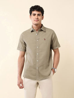 U.S. POLO ASSN. - Men Beige Solid Casual Shirt