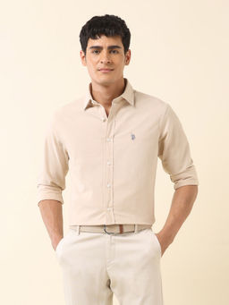 U.S. POLO ASSN. - Men Peach Solid Formal Shirt