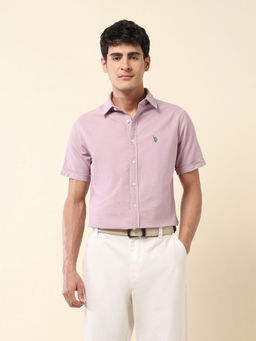 U.S. POLO ASSN. - Men Purple Solid Formal Shirt