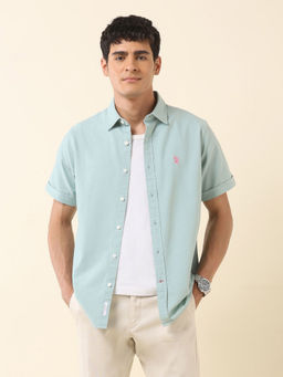 U.S. POLO ASSN. - Men Green Solid Casual Shirt