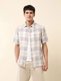 U.S. POLO ASSN. - Men Grey Checks Casual Shirt