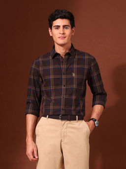 U.S. POLO ASSN. - Men Brown Checks Formal Shirt