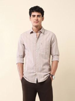 U.S. POLO ASSN. - Men Beige Stripes Casual Shirt