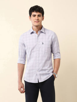 U.S. POLO ASSN. - Men Grey Checks Casual Shirt