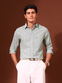 U.S. POLO ASSN. - Men Green Printed Casual Shirt