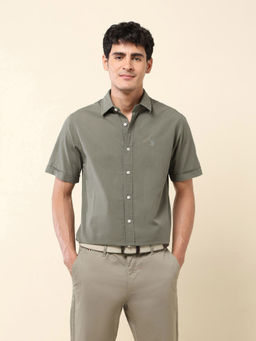 U.S. POLO ASSN. - Men Green Self Design Casual Shirt