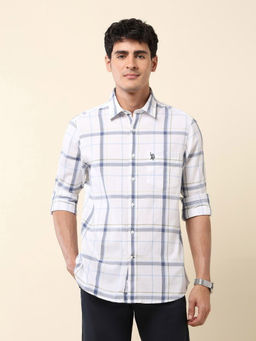 U.S. POLO ASSN. - Men White Checks Casual Shirt