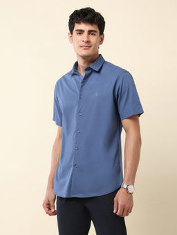 U.S. POLO ASSN. - Men Blue Solid Casual Shirt